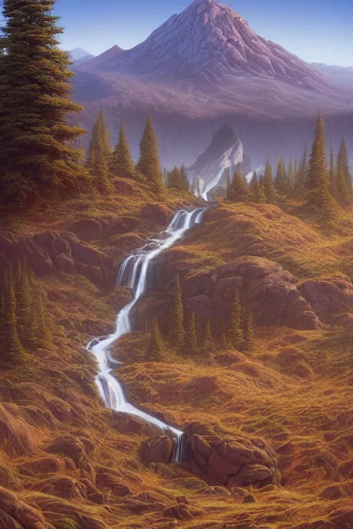 Prompt: Twin Peaks artwork by Michael Whelan Matte painting, trending on artstation and unreal engine