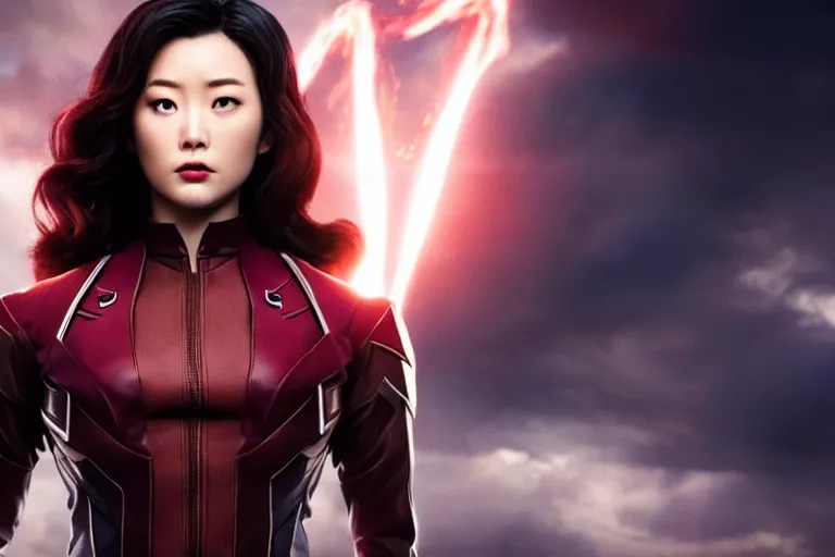 Prompt: live action film still of asami in the new marvel movie, cinematic lighting