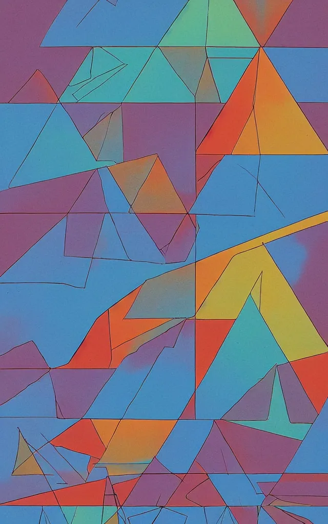 Prompt: triangles. retro art by jean giraud. gradients