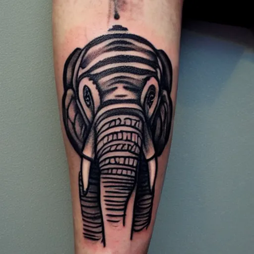 Prompt: elephant, bone, tiger tattoo