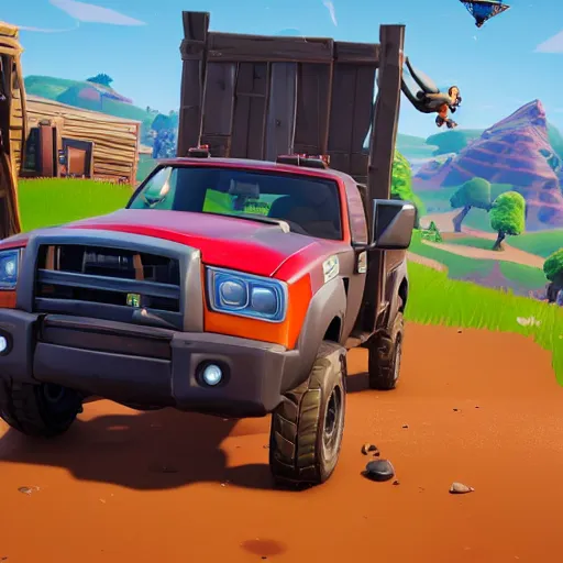 Image similar to fortnite peely driving a truck