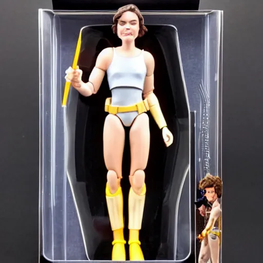 Prompt: daisy ridley, stop motion vinyl action figure, plastic, toy, very reflective, boris vallejo style