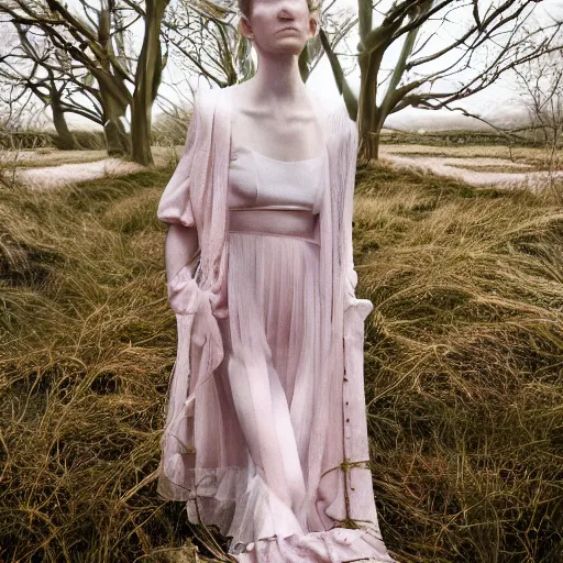 Image similar to Fashion photography of a woman wearing an outfit inspired by The OA (2016), artistic photography, cinematic lighting, insanely detailed, cinestill 800t, Vogue magazine