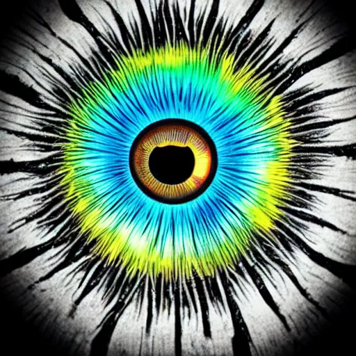 Prompt: eye, detailed, creepy, staring, deep, colors