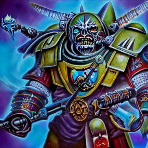 Prompt: warhammer 4 0 k the true meaning of the warp, epic shamanic dmt art, airbrush art