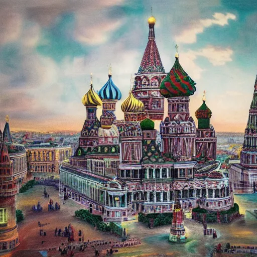 Prompt: city of moscow made of clay, 1 9 2 0 ’ s colored pencil, highly detailed, highly accurate, abstract art, deep aesthetic, 8 k, highly ornate intricate details, cinematic lighting, rich colors, ray tracing, hyperrealistic, photorealistic, cinematic landscape, trending on artstation,