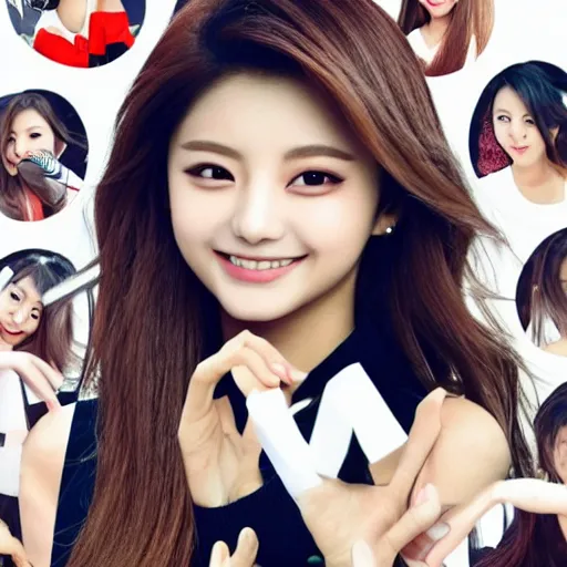 Prompt: propoganda poster of tzuyu from twice taking over the wold
