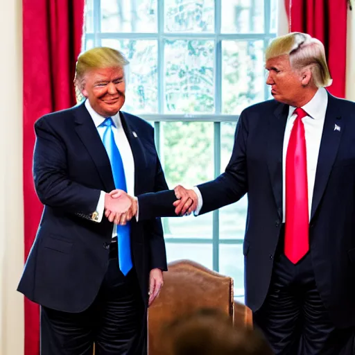 Image similar to donald trump and magnus carlsen shaking hands