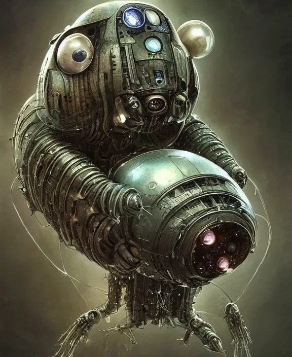 Image similar to a cybernetically enhanced tardigrade, by HR Giger and Beksiński and Stephan Martiniere , 4k resolution, detailed, trending on artstation