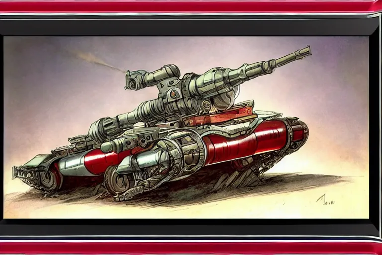 Image similar to 1 9 5 0's retro future robot android battle tank, dramatic moment, muted colors by jean baptiste monge, chrome red,