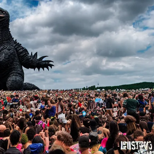 Image similar to Godzilla performing at Woodstock, Leica 20mm, 4K