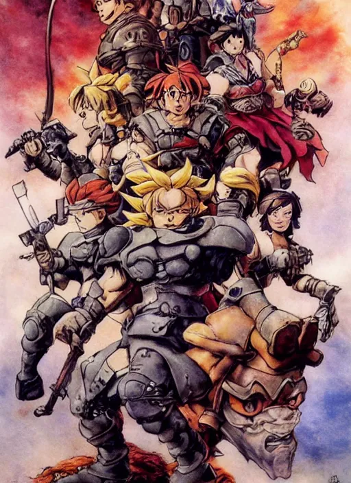 Image similar to epic movie poster for live - action remake of chrono trigger by frank frazetta