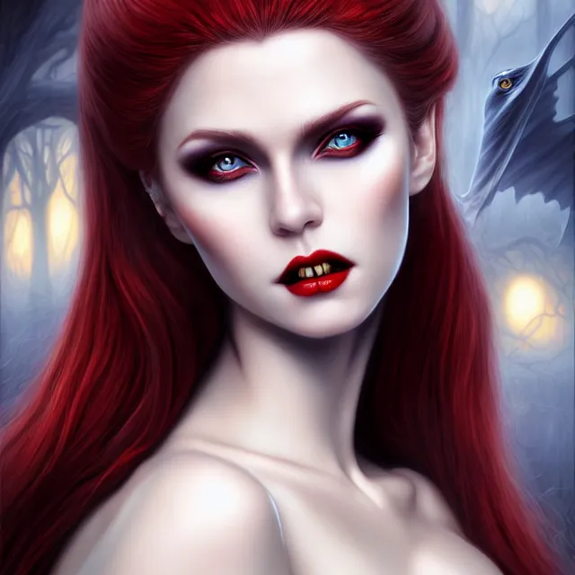 Prompt: beautiful vampire queen, highly detailed, 4 k, hdr, smooth, sharp focus, high resolution, award - winning photo, artgerm, anne stokes, photorealistic