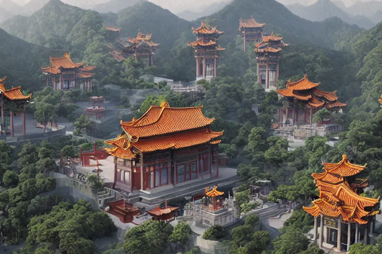 Mountains And Rivers Ancient Architecture Chinese Style Background