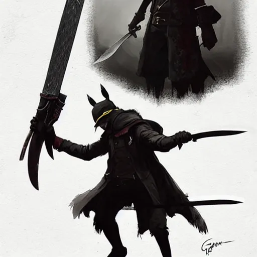 pikachu as a hunter in bloodborne, wielding a machete | Stable ...