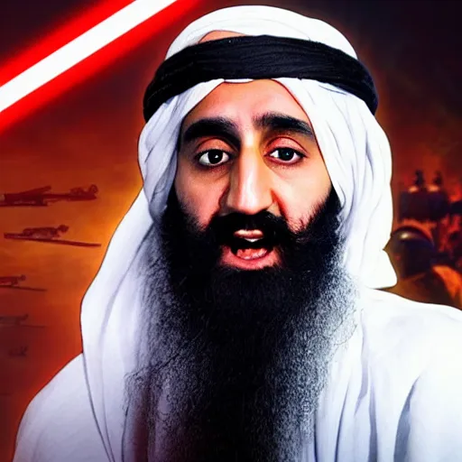 Image similar to osama bin laden in star wars episode, 8k resolution, full HD, cinematic lighting, award winning, anatomically correct