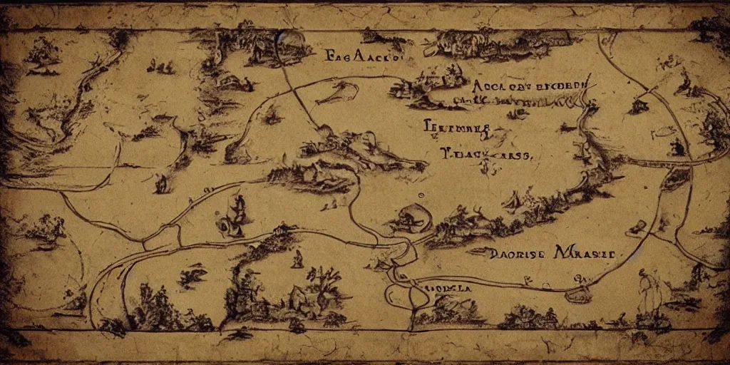 Prompt: a very detailed treasure map