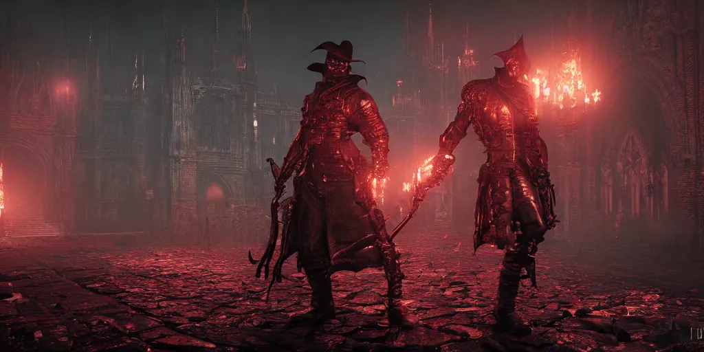 Image similar to duke nukem in bloodborne, realistic 4 k octane beautifully detailed render, 4 k post - processing, highly detailed, intricate complexity, epic composition, magical atmosphere, cinematic lighting, masterpiece, ultra hd