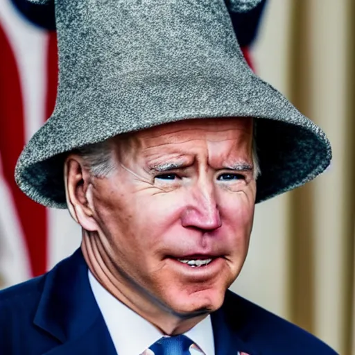 Prompt: 2020 Presidental Debates where Joe Biden wears a witch hat