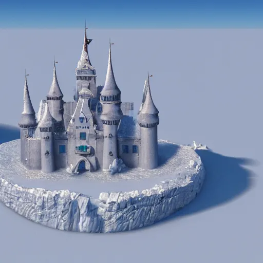 Prompt: A magical castle hovering over the broken Arctic ice sheet blow it, highly detailed, 8k, intricate