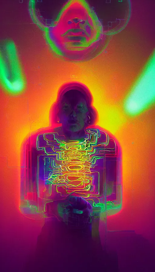 Image similar to portrait of a digital shaman, by beeple