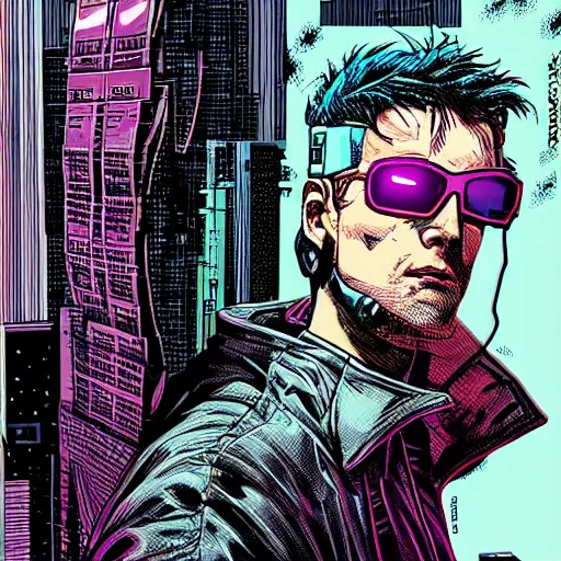 Image similar to Cyberpunk dude, Laurie Greasley