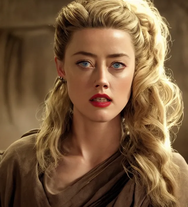 Image similar to amber heard in star wars, movie still frame, hd, remastered, cinematic lighting