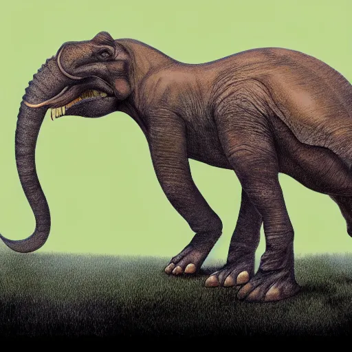 Image similar to a tyrannosaurius elephant chimera,