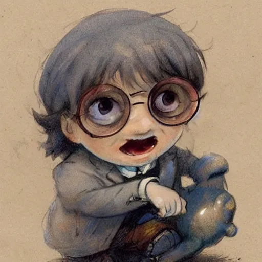 Image similar to ( ( ( ( ( 1 9 5 0 s cute chibi baby harry potter. muted colors. ) ) ) ) ) by jean - baptiste monge!!!!!!!!!!!!!!!!!!!!!!!!!!!