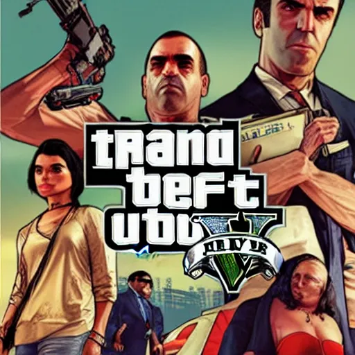 Prompt: three's company, gta 5 cover art