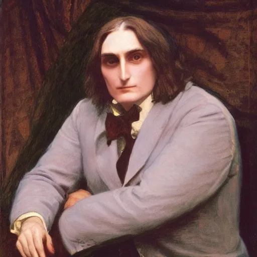 Image similar to portrait of franz liszt in the style of lord frederick leighton, oil on canvas, 1 8 8 6