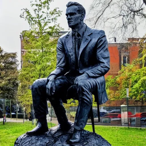 Image similar to jordan peterson in the style of rodins the thinker statue