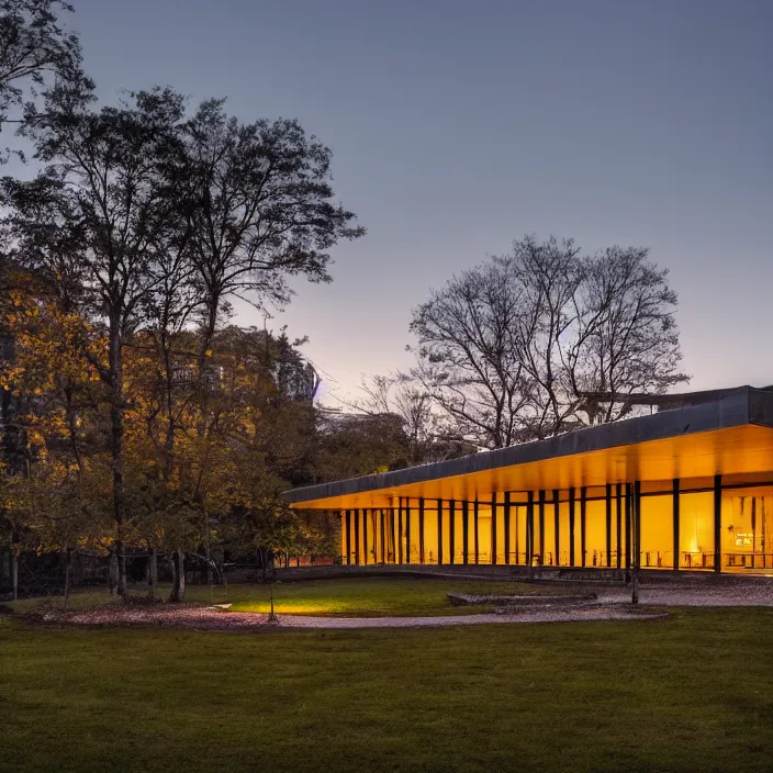 Image similar to a building in a serene landscape, dramatic lighting