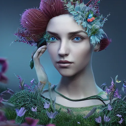 Prompt: queen of fairies, 4 k, intricate, detailed, jaw dropping, surreal, octane render