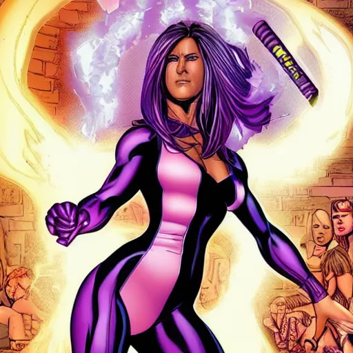 Image similar to jennifer aniston as psylocke, comic book, highly detailed