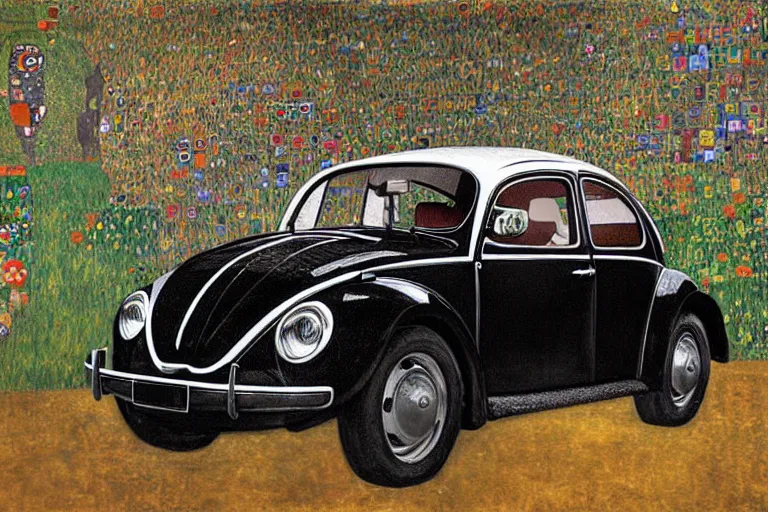 Image similar to gustav klimt vw beetle