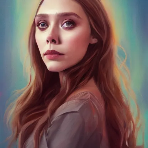 Prompt: a beautiful artwork portrait of elizabeth olsen featured on artstation