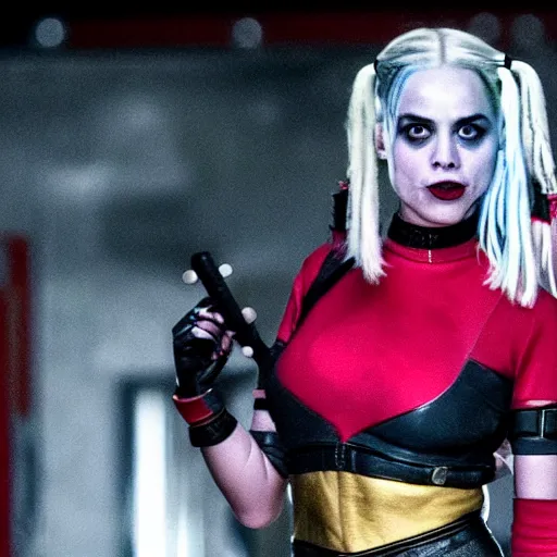 Image similar to A still of Kaley Cuoco as Harley Quinn in The Suicide Squad (2021)