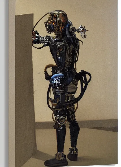 Image similar to cyborg cybernetic exoskeleton by Johannes Vermeer