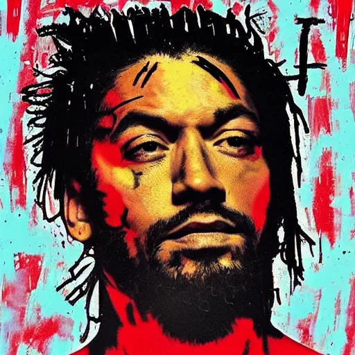 Image similar to roman reigns album cover basquiat style