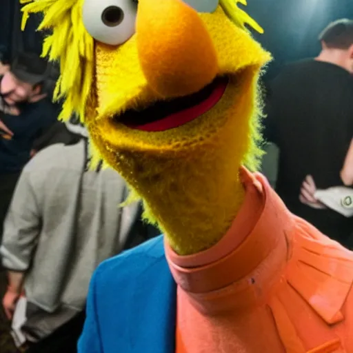 Image similar to beaker from the muppets at a rave