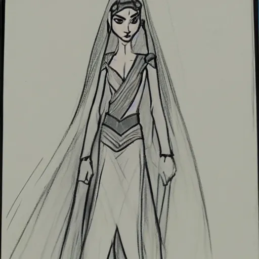 Image similar to milt kahl sketch of victoria justice as princess padme in star wars episode 3