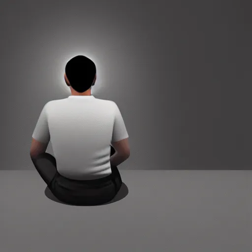 Image similar to human sitting in front of computer, vray, 5 5 mm