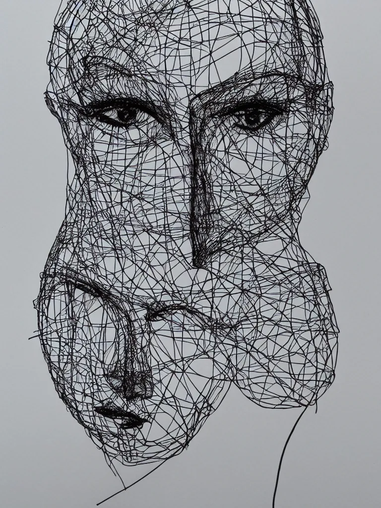 Nameless Face, in Thick Wire, Wire Art, Interior Decoration -  Norway