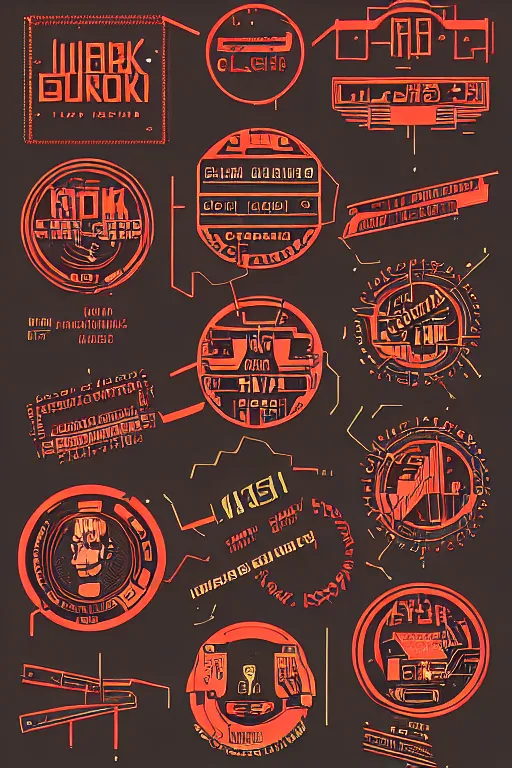 Image similar to cyberpunk bar labels, clean, vector art, texture