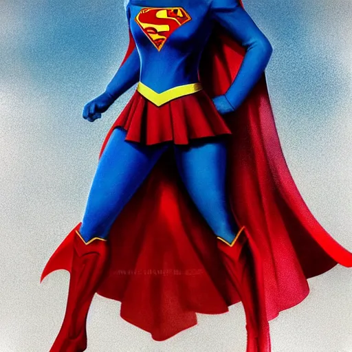 Image similar to Full body portrait of Supergirl by Stanley Artgerm Lau, WLOP, Rossdraws, Frank Frazetta, Andrei Riabovitchev, Marc Simonetti, trending on artstation.