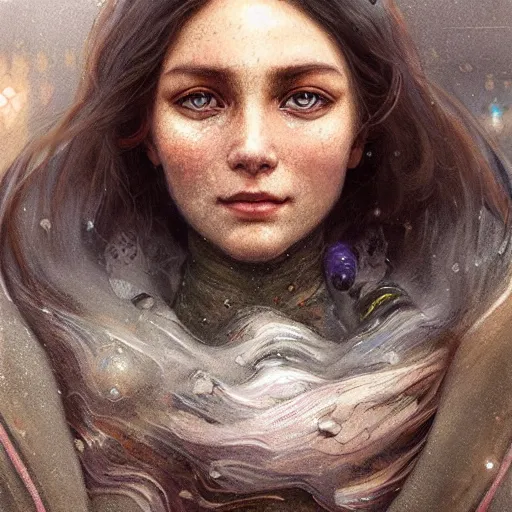 Image similar to A close up portrait on the street of Russian sleeping quarters on the moon, Norilsk, sci-fi, fantasy, intricate, very very beautiful, elegant, highly detailed, digital painting, artstation, concept art, smooth, sharp focus, illustration, art by artgerm and greg rutkowski and alphonse mucha