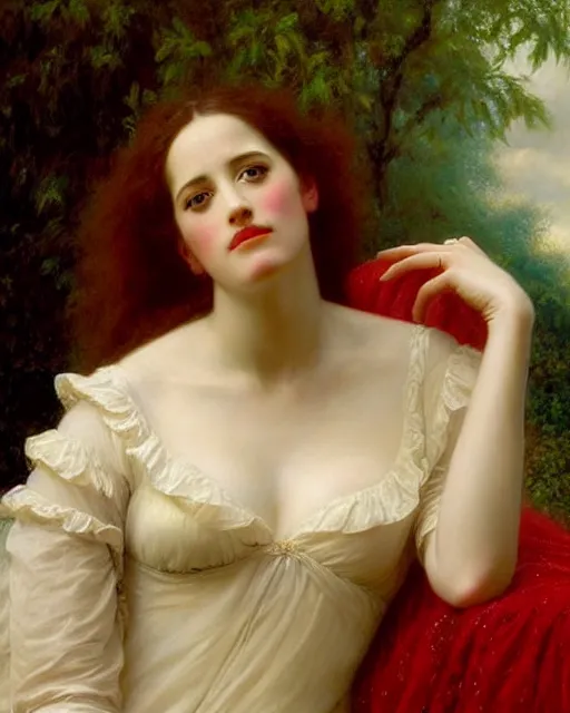Image similar to portrait en buste of eva green vesper lynd vannessa ives in repose by Hughes Merle, by Pierre Auguste Cot, stunning, beautiful, abundant detail