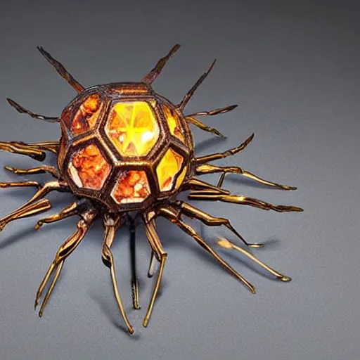 Prompt: stunning etherspiders sculpt tabletop crystal molten sublime