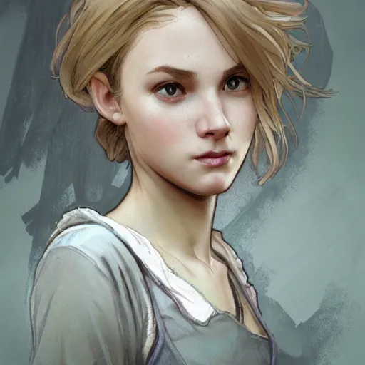 Prompt: Blonde Ellie from TLOU, highly detailed, digital painting, artstation, concept art, smooth, sharp focus, illustration, ArtStation, art by artgerm and greg rutkowski and alphonse mucha and J. C. Leyendecker and Edmund Blair Leighton and Katsuhiro Otomo and Geof Darrow and Phil hale and Ashley wood and Ilya repin and Charlie Bowater